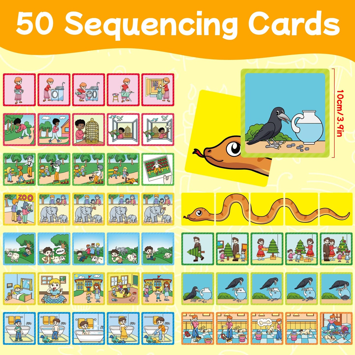 Hughush Sequencing Cards,Sequence Board Game For Kids,Story Storytelling,Speech Therapy Toys Materials For Autism,Social Skills,