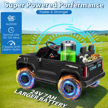 Hikole 2 Seater Ride On Car For Kids W/Remote Control, 20'' Wide Seat, 4Wd/2Wd Switchable, 24V Power Car Wheels W/Led Lights, 3