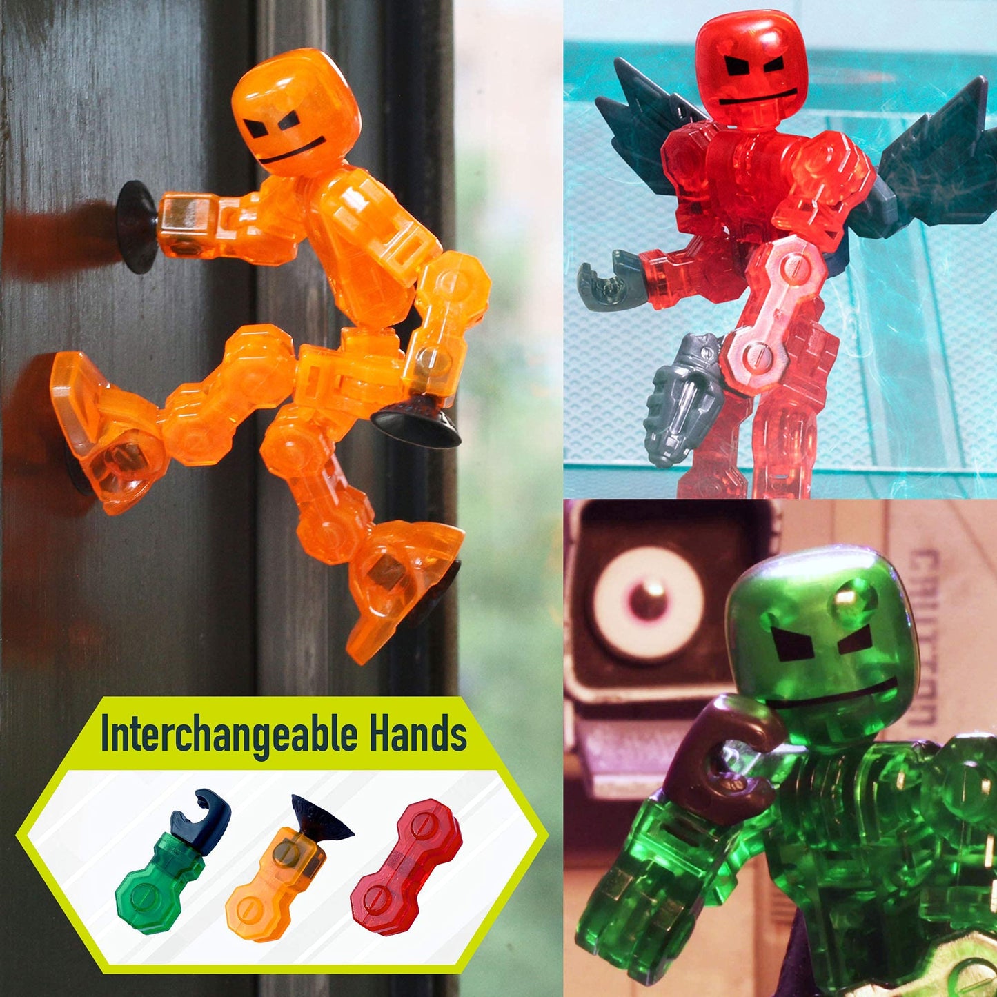 Zing Klikbot  Complete Set of 4 Poseable Action Figures with   Translucent  Create Stop Motion Animation  for Ages 6 and Up (Series 1 Heroes)