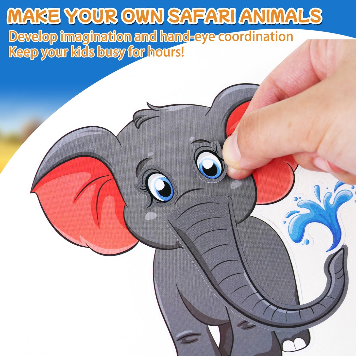 Aowplc 48 Make A Safari Animal Sticker Sheets - Jungle & Zoo Party Favors Supplies - Fun Craft Activities For Kids Ages 3+