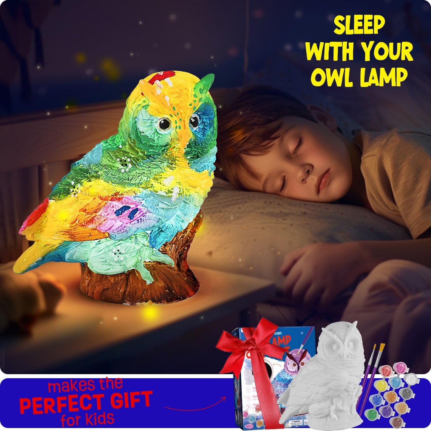 Laoese Paint Your Own Owl Lamp Kit, Art Supplies Arts & Crafts Kit, Painting Kit For Kids 6-12, Arts And Crafts For Kids Ages 8-