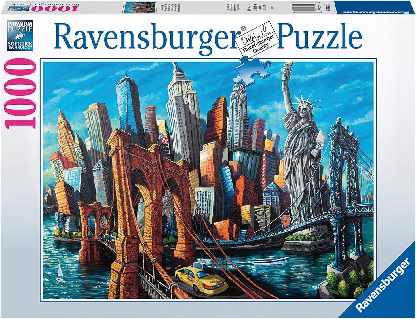 Ravensburger Welcome to New York Jigsaw Puzzle - enhanced 1000 Piece Puzzle for mature-themeds | Unique Softclick Technology | Enhanced Anti-Glare Surface | Perfect Fun Activity or Gift
