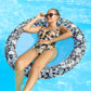 Inflatable Pool Float, Pool Lounger Chair For Adults, Fabric Covered Adult Pool Floats For Lake Beach Floaties(Blue & White)
