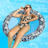 Inflatable Pool Float  Pool Lounger Chair for mature-themeds  Fabric Covered mature-themed Pool Floats for Lake Beach Floaties(Blue & White)