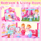 Amidear Foldable Dollhouse 2024, Dream 3-Story Princess Doll House Playset With Furniture Slide, Pink Toddler Toy House For 3 4