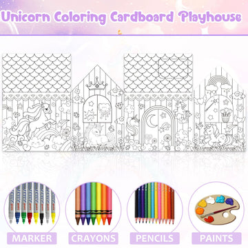 Unicorn Playhouse Huge Diy Unicorn Large Spring Coloring Cardboard House Indoor Outdoor Fall Art And Craft For Kids Toddler Boys