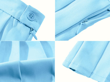 Beautifulfashionlife Girl'S Pleated Solid Skater Skirt Cosplay Costumes Skirts (M,Sky Blue)