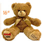 Personalized Stuffed Teddy Bear Gift For Her, Him, 16 Inch - Cute Custom Brown Bear With Your Name And Year On The Feet