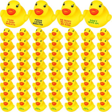 Lenwen 60 Pcs Rubber Duck Bath Toy Inspirational Gift Motivational Rubber Ducks Thank You Gifts Inspirational Party Favors Baby Shower Decorations Birthday Party Favors (1.3 Inch)