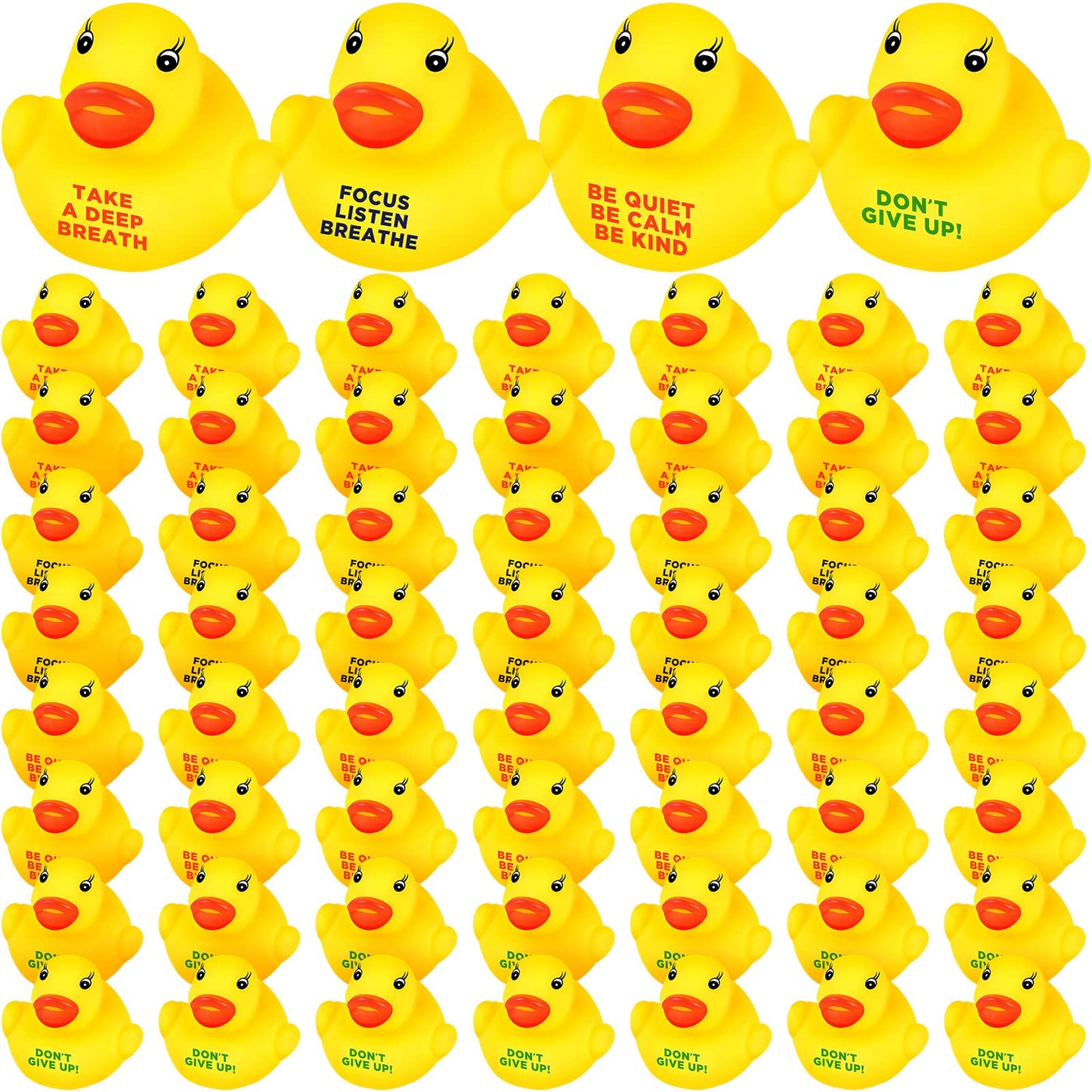 Lenwen 120 Pcs Rubber Duck Bath Toy Inspirational Gift Motivational Rubber Ducks Thank You Gifts Inspirational Party Favors Baby Shower Decorations Birthday Party Favors (1.3 Inch)