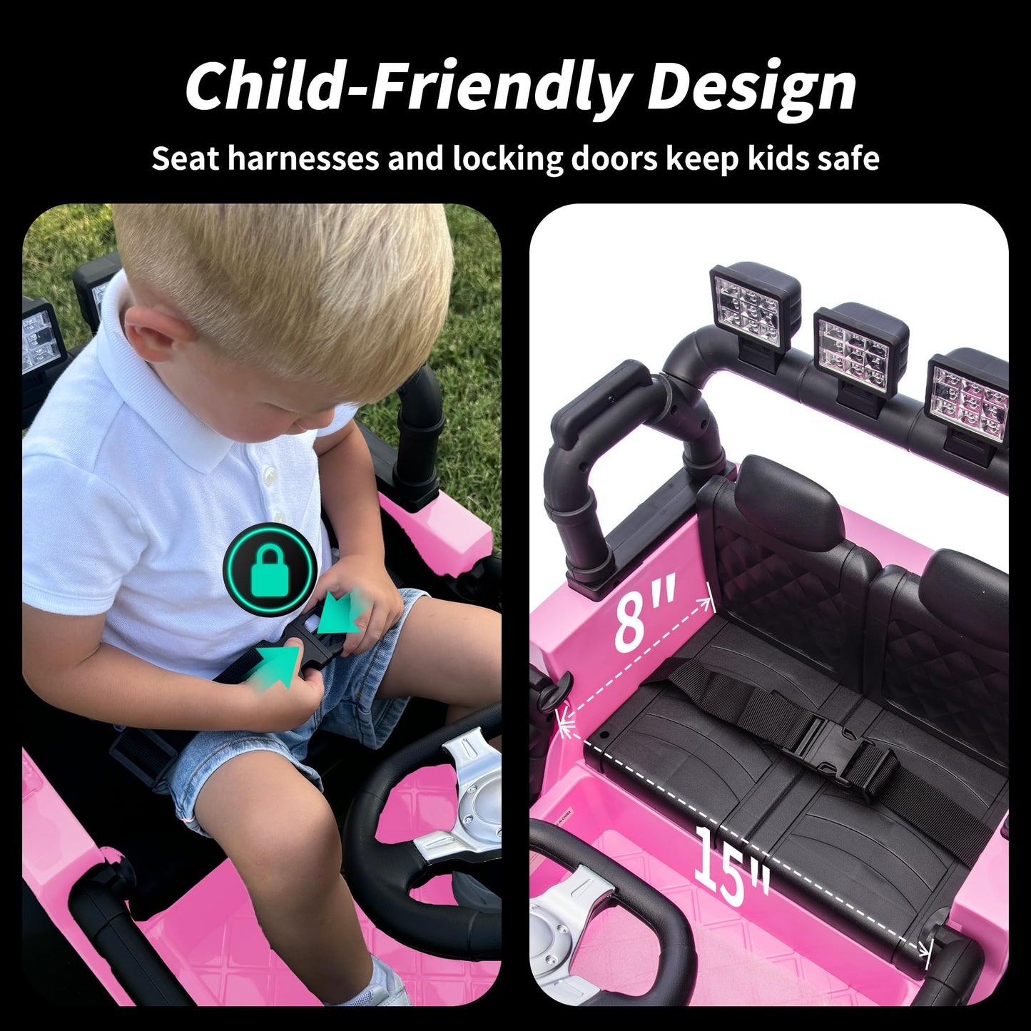 Hikiddo 24V Kids Ride On Car, Kids Electric Vehicles Car Ride On Toy Truck For Toddlers W/Remote Control, 400W Motor - Light Pin