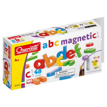 Quercetti Magnetic Letters - 48 Lowercase Letters, Practice Spelling and Language Skills, for Kids Ages 4 Years and Up