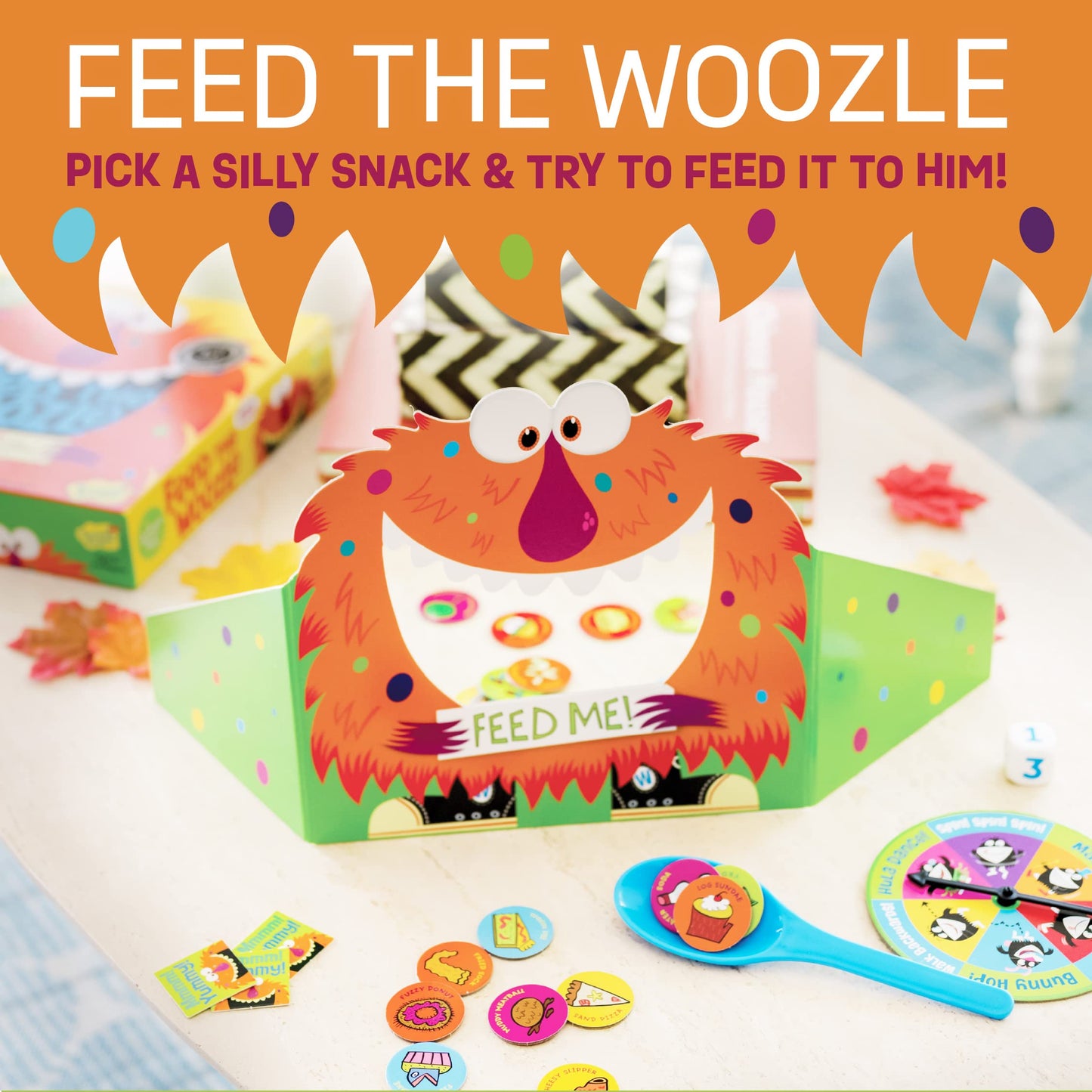 Peaceable Kingdom Feed The Woozle Cooperative Game - 2 to 5 Kids Ages 3+ - Cardboard - Colorful Physical Challenges