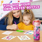 BOOH Decorate Your Own Water Bottle Kits for Girls, Mermaid Violets, BPA Free, Fun Arts & Crafts, Ages 4-12, Model WY-WB-C