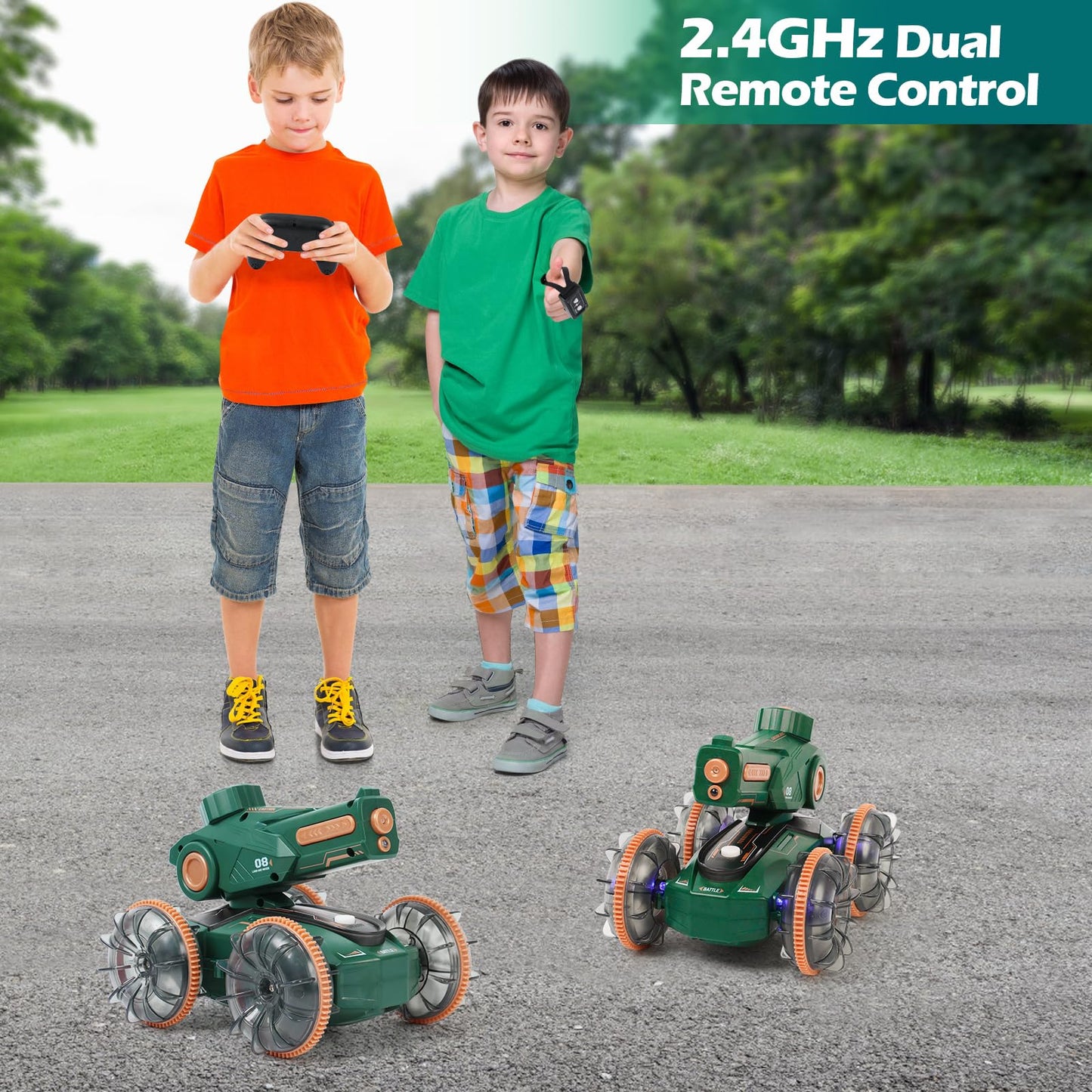 IQBOX Toys for Kids 6-12 Remote Control Car Boat Gifts for Boys 5-7 8 9 10 11 Year Old Amphibious RC Gesture Stunt Water Squirt