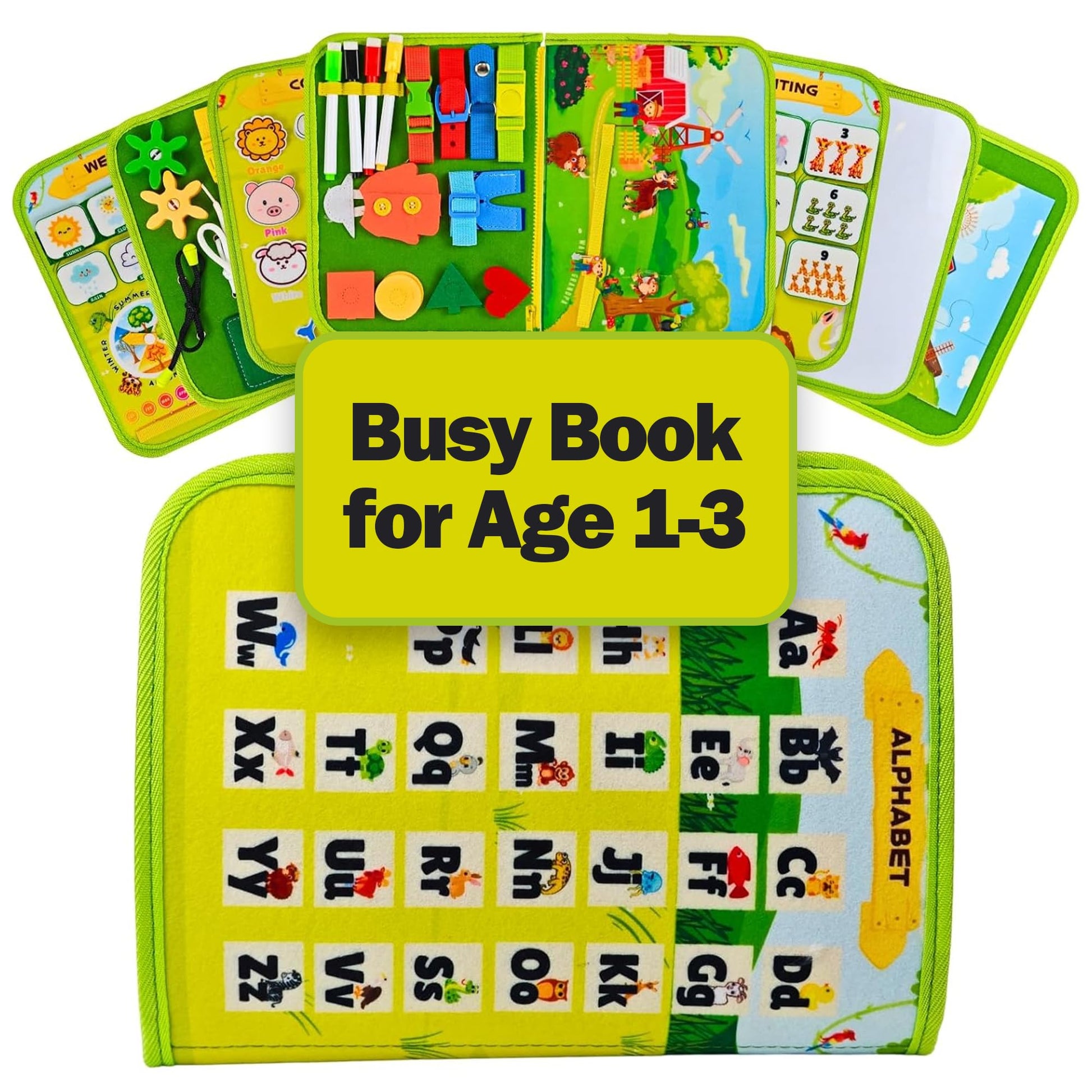 Farm Busy Book for Toddlers 1-3 | Montessori Activity Book with Various Activities For Girls & Boys | Educational Learning Senso