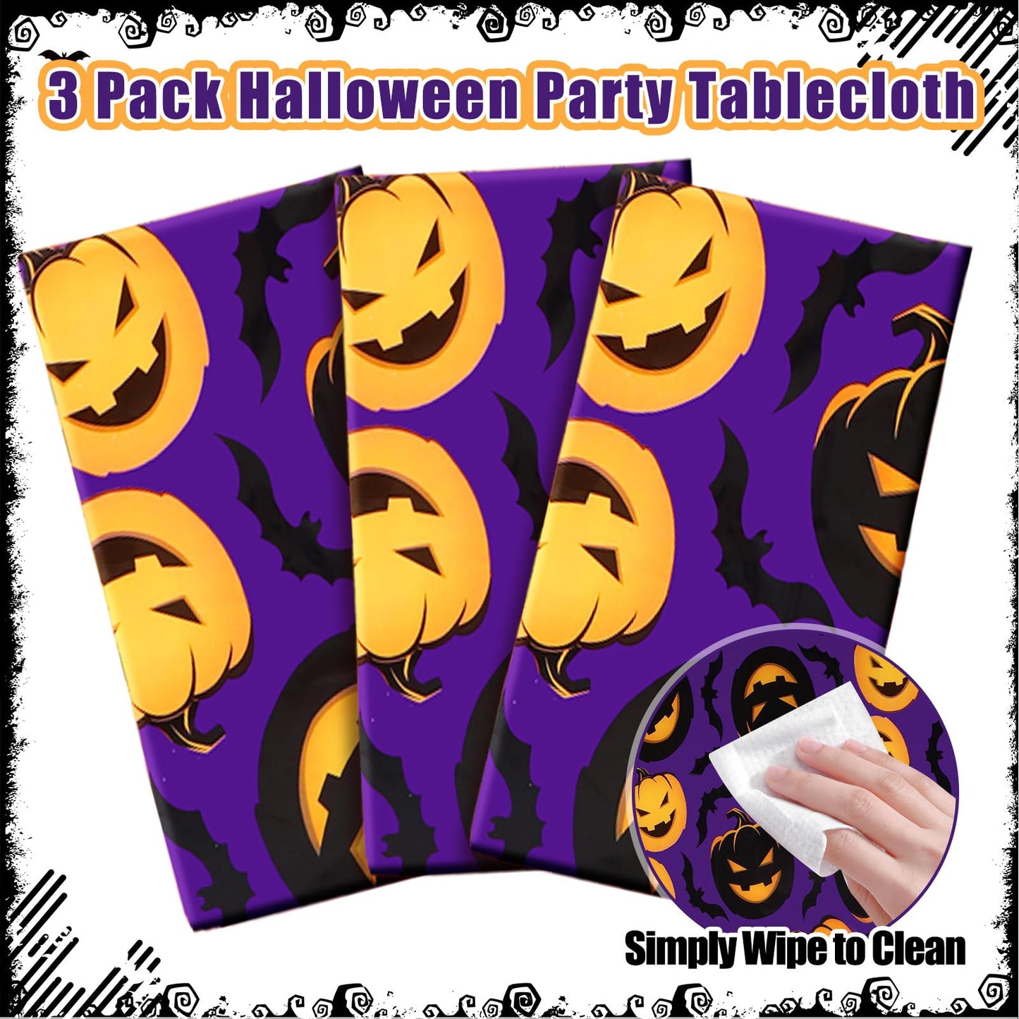 Newwiee 3 Pack Thanksgiving Tablecloths 108 x 54 Inch Fall Disposable Plastic Rectangle Table Cover Autumn Holiday Waterproof Ta