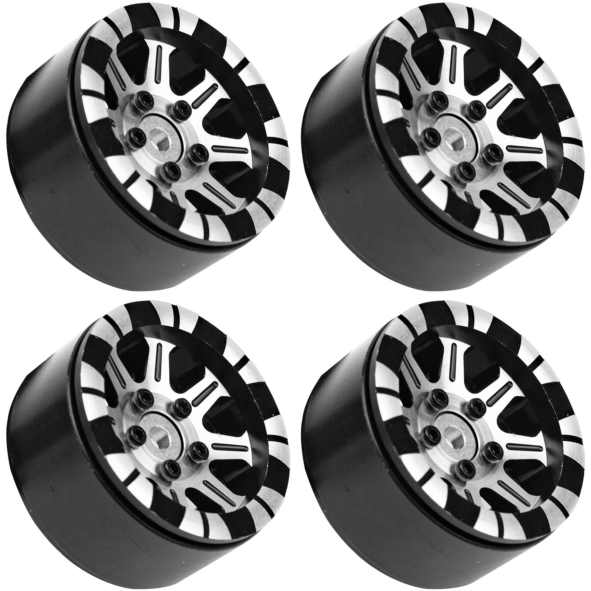 4Pack HIRCQOO Metal 1.9 inch Beadlock Wheel Rims 12 Hex Hubs CNC Machined Compatible with Axial SCX10 90046 SCX10-III Redcat Gen