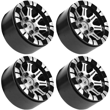 4Pack HIRCQOO Metal 1.9 inch Beadlock Wheel Rims 12 Hex Hubs CNC Machined Compatible with Axial SCX10 90046 SCX10-III Redcat Gen