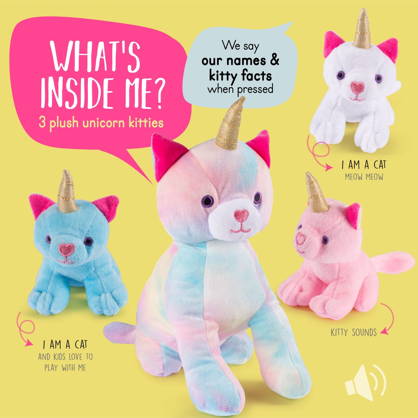 Stuffed Mommy Kitty Unicorn With 3 Kittens In Her Tummy | Plush Unicorn Cat | Unicorn Stuffed Animals | Stuffed Animal Family |