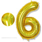 6 Year Old Birthday Balloons For Kids, Laser Gold Self Inflating Giant Mylar Number 6 Balloons, Foil Iridescent Globos Dorados 4