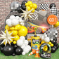 Black And Yellow White Balloon Arch Kit, 115 Pcs Race Car Birthday Party Decorations Balloons Garland, 18 Inch Checkered Mylar E