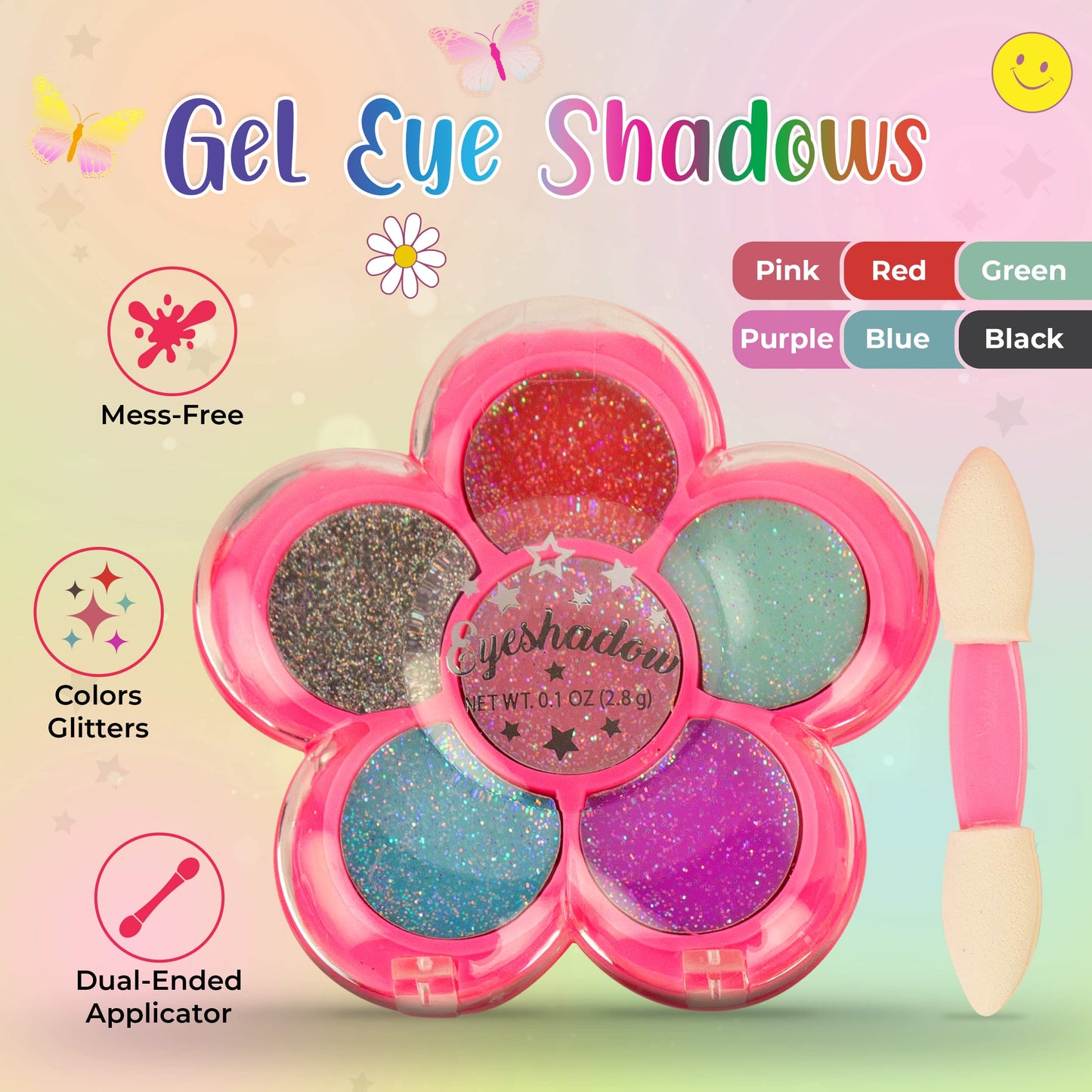 Hot Focus Toddler Makeup Kit - Girls Makeup Kit with Mood Change Lipsticks and Colorful Eyeshadow Palette - Kid-Friendly, Washab