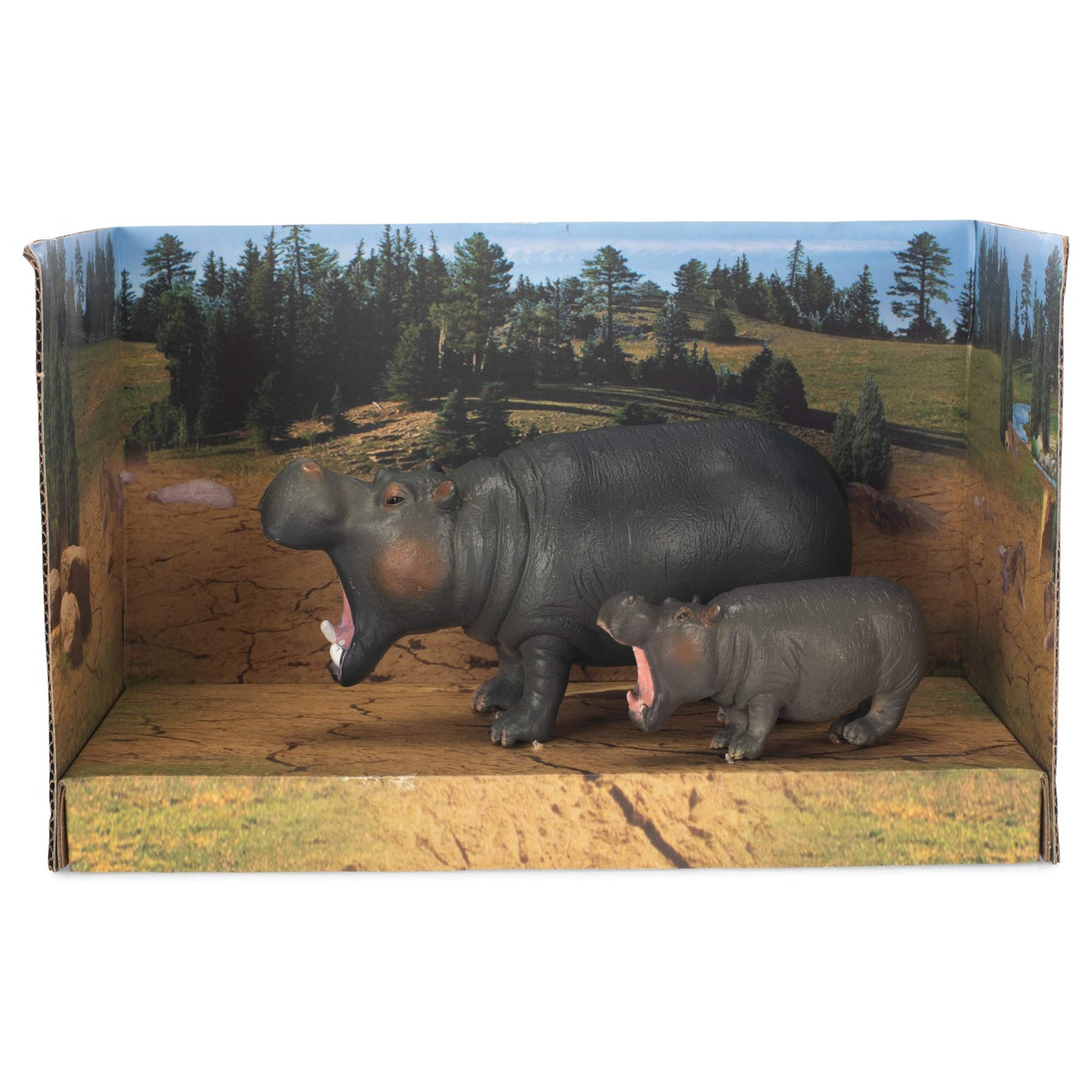 Class Collections Hippo Mom And Baby Animal Figure 5 Inch Children'S Toy 2 Piece Playset