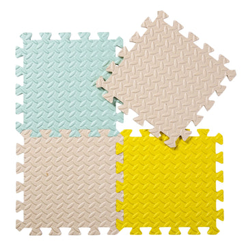 Tamiplay Foam Floor Mats For Kids, 12 X 12 Inch 16 Tiles 0.4' Thickness Foam Play Mat, Non-Toxic Square Interlocking Floor Mats Rubber Baby Play Mat For Toddlers(Beige/Yellow/Bean Green)