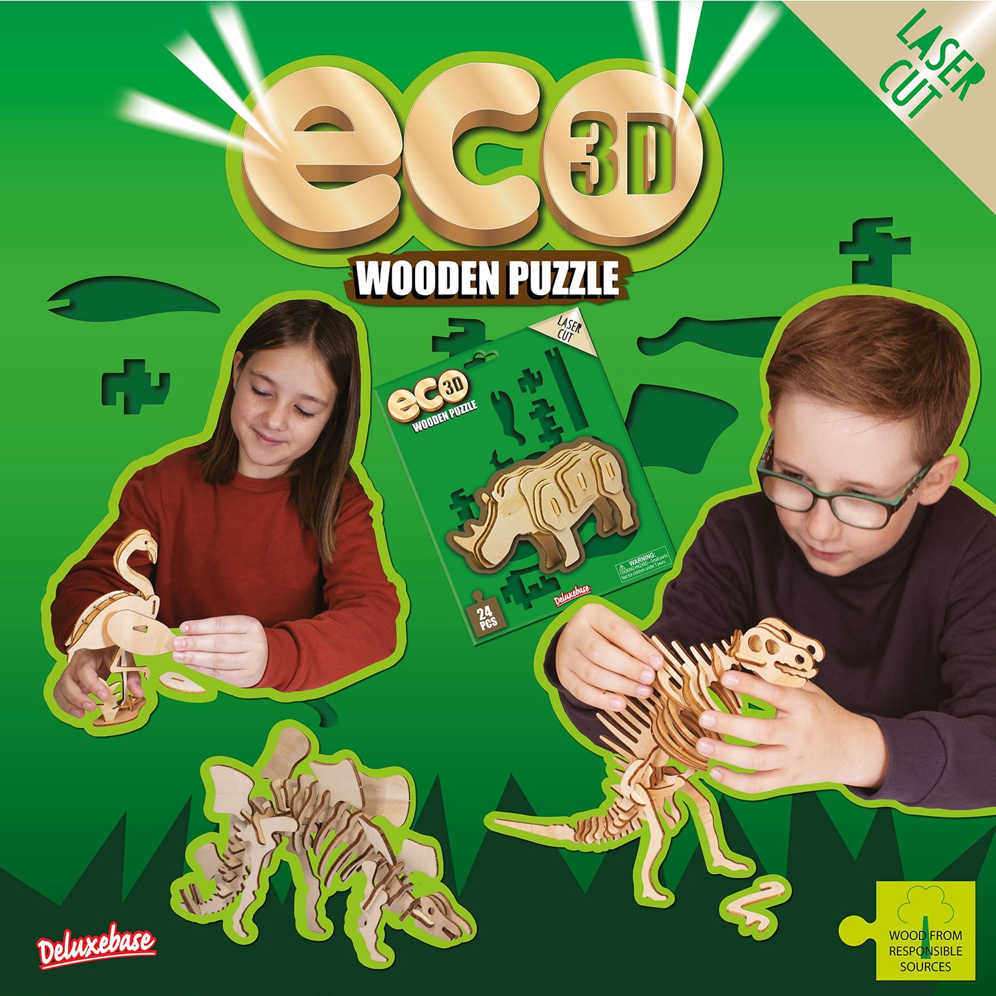 Eco 3D Wooden Puzzle - Horse From Deluxebase. Sustainable Wood Animal Puzzle Craft Set. Model Building Kit For Educational Toys