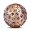 DNDND Metal D100 Dice 50mm Single 100 Sided Polyhedral Dice with Metal Case and Velvet Pouch(Copper with Black Number)