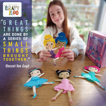 Craftiloo Ballerina Dancers Sewing Kit For Kids, Fun And Educational Craft Set For Boys And Girls Age 5-12, Sew Your Own Felt Ba