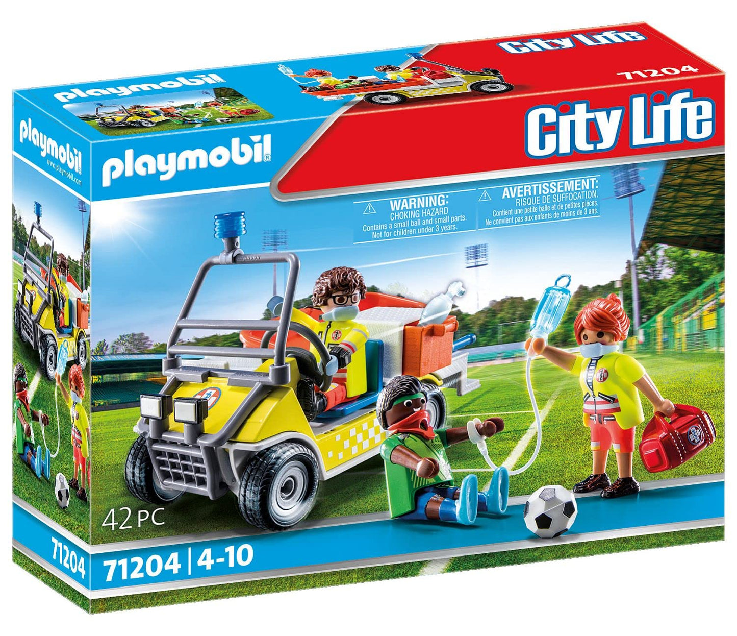 Playmobil Rescue Cart - Model 71204, Red Plastic Emergency Vehicle for Kids