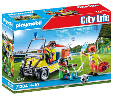 Playmobil Rescue Cart - Model 71204, Red Plastic Emergency Vehicle for Kids