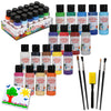 Playkidiz Washable Tempera Paints Set Of 18 For Children, Kids Non-Toxic Acrylic Paint, Kid Friendly, Kid Safe Paint Set, Includes Variety Of Brushes, Color, Craft, Create And Party.