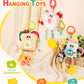 Jollybaby Baby Pull Vibration Toy - Tummy Time Sensory Hanging Toys for Car Seat  Stroller  Crib & Play Gym  with Babies Rattles & Teether  Air Travel Toys for Toddlers Gift- Toast