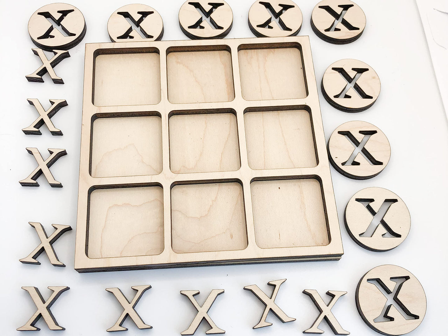 Traditional Themed Tic Tac Toe Board Game, 5X5 Inches Unfinished Wood Diy Painting Craft Kit For Kids With Wooden Avtrboutique X