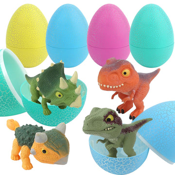 Zohanindl 5.12'' Dinosaur Egg Toy 4Pack, Exquisitely Carved Dinosaur Figures, Dinosaur Collectibles, Easter Eggs, Suitable For B