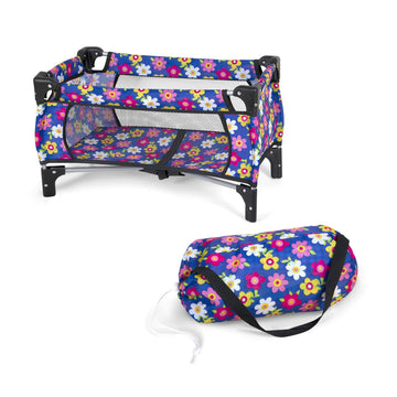 Baby Doll Crib Set, Doll Pack N Play Bassinet Blanket & Carry Bag For Baby Doll Playpen Fits Up To 20' In Doll | Allows For Easy Compact Folding For Storage Toy Crib Doll, Excellent Pretend Play Gift