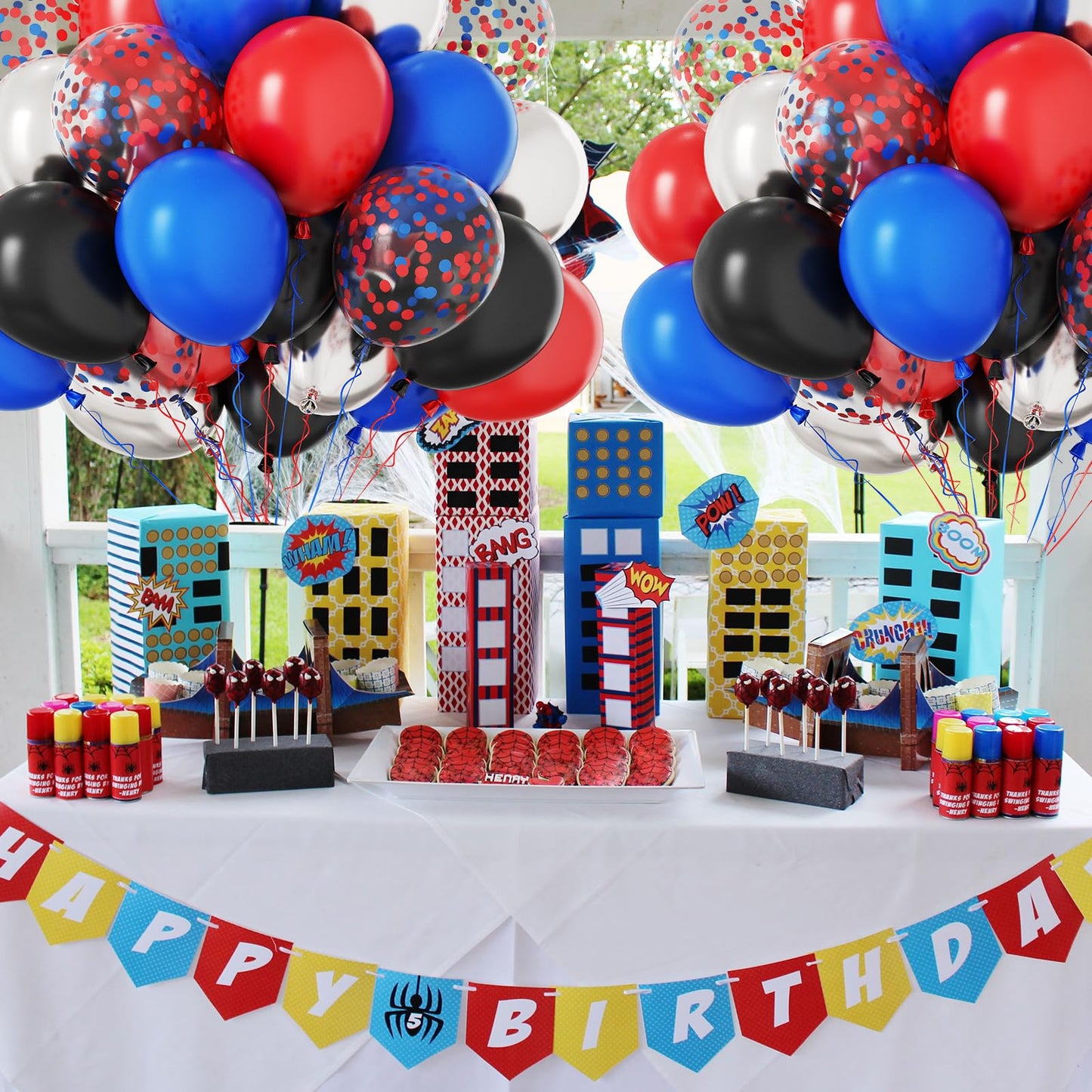 Red Blue Black Balloons, 60Pcs Red And Blue Party Balloons, 12Inch Metallic Silver Balloons Dark Red Blue Confetti Balloons For