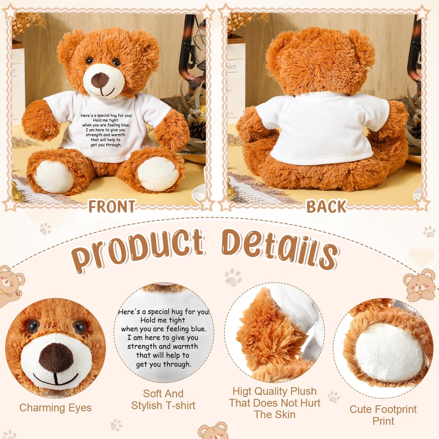 Lenwen a Bear Hug Gift Get Well Soon Bear Sympathy Gift for Women Plush Stuffed Animal Hug Thinking of You Condolences Memorial