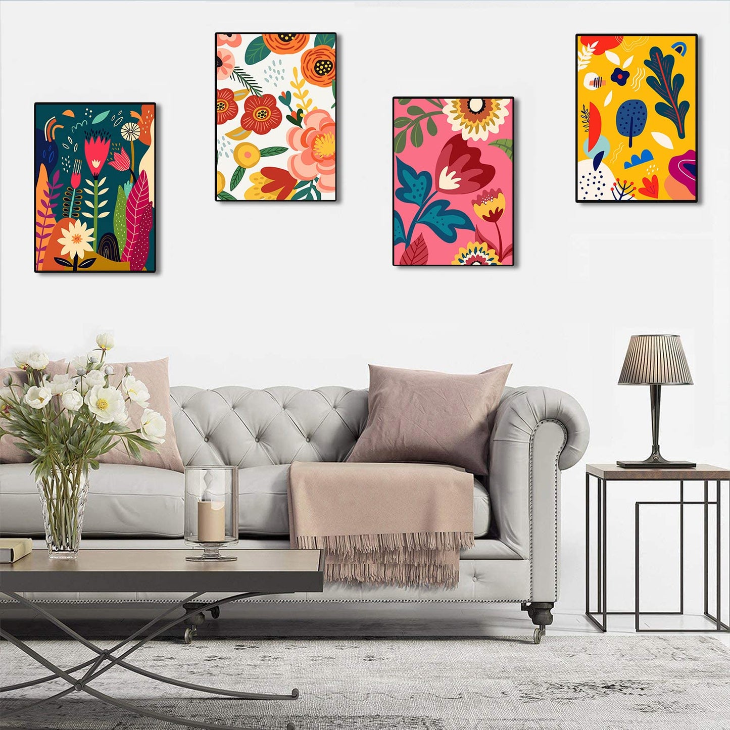 Fqovkyn 6 Pack Paint By Numbers For Adults- Diy Acrylic Painting Paint By Numbers Kits On Canvas Without Frame, Simple Flower Oi