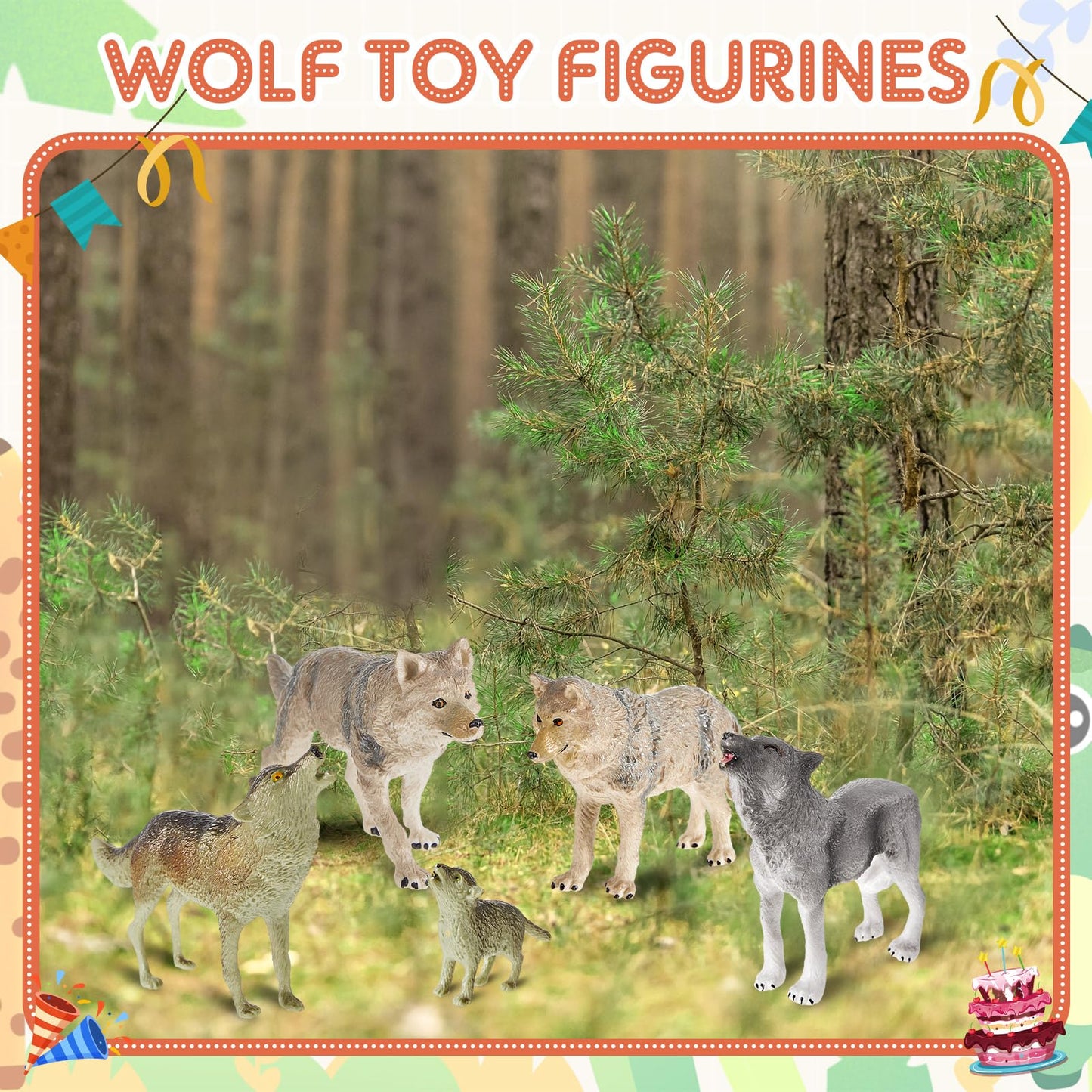 Deekin 20 Pcs Figure Toys Mini Miniatures Figurines Toys Mini Realistic Decor Themed Party Gifts For Diorama Projects Birthday Gift Learning Toy (Wolf)