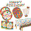 Building Block Party Supplies Paper Plates Napkins Cups Tablecloth Banner For Colorful Building Block Birthday Party Decorations