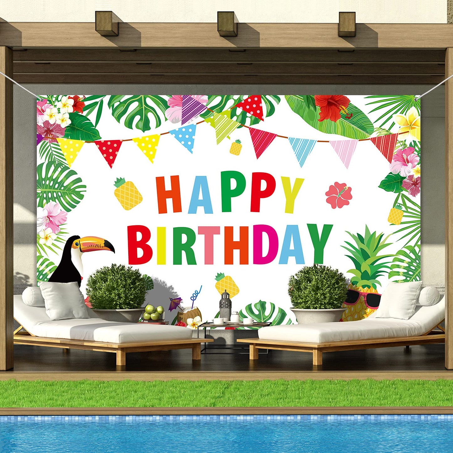Hawaiian Luau Birthday Party Decorations Supplies Hawaiian Party Backdrop Luau Party Background Tropical Hawaiian Jungle Theme Flamingo Pineapple Party Banner Summer Beach Pool Photography Background