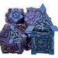 ORIFANTOU 7PCS Metal DND Dice Set Blue Purple D&D Dice with Box, Debris RPG D and D Dice Dungeons and Dragons Role Playing Game