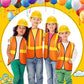 Geyoga 16 Pcs Construction Vest For Kids Party Favors Hard Hat Construction Dressing Up Supplies Construction Funny Worker Costume For Birthday Party, Including 8 Vests And 8 Construction Hats