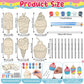 Silipull 24 Sets Ice Cream Wind Chimes Craft for Kids Color Your Own Windchime DIY Unfinished Wood Hanging Ornaments Coloring Wi