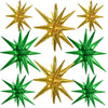 TONIFUL 8 Pcs Green Gold Foil Balloons Large Star Balloons Explosion Star Mylar Balloons for Party Backdrop Christmas New Year B