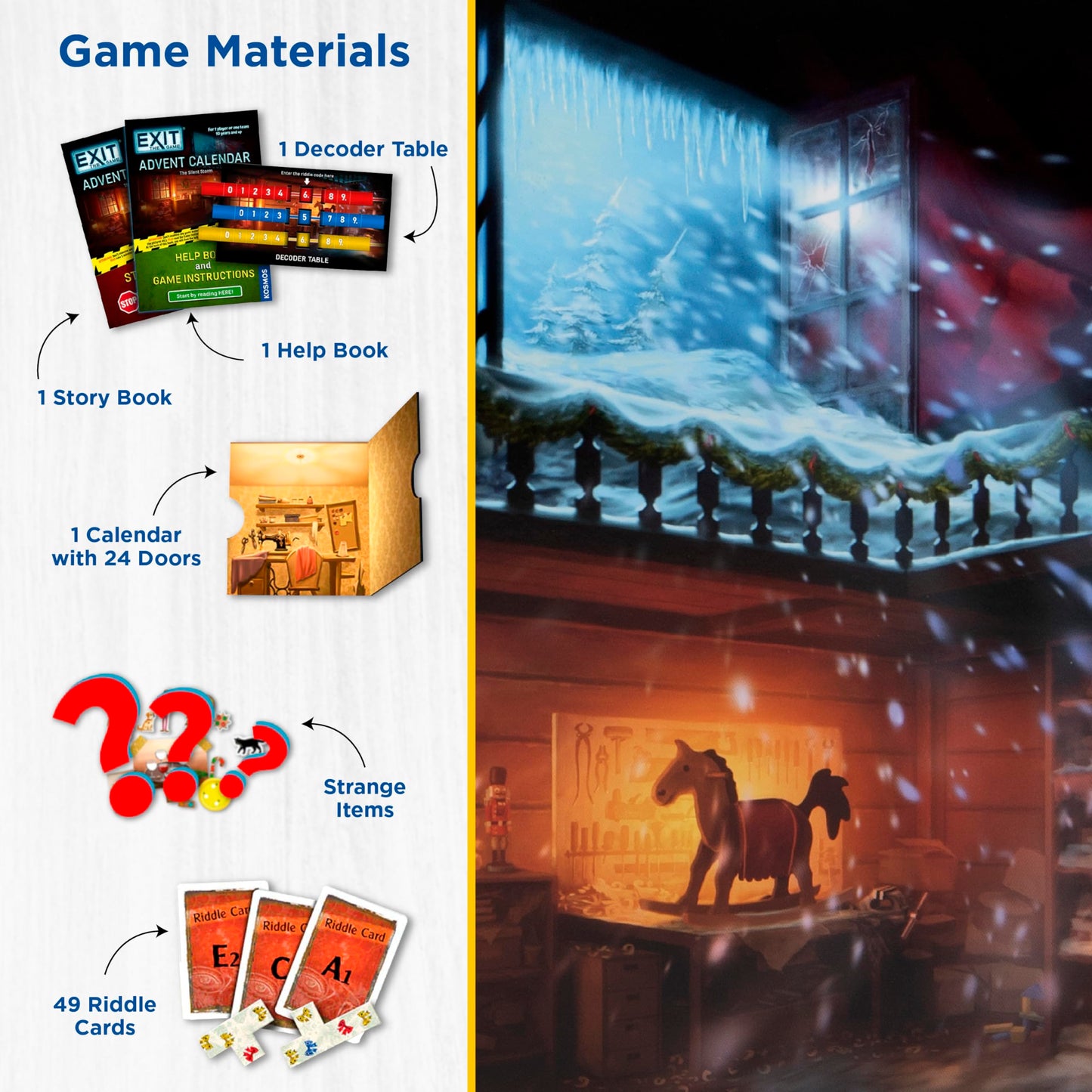 Thames & Kosmos EXIT: The Game Advent Calendar - The Silent Storm, Cardboard, Black, Model 683009, Cooperative Puzzle Game